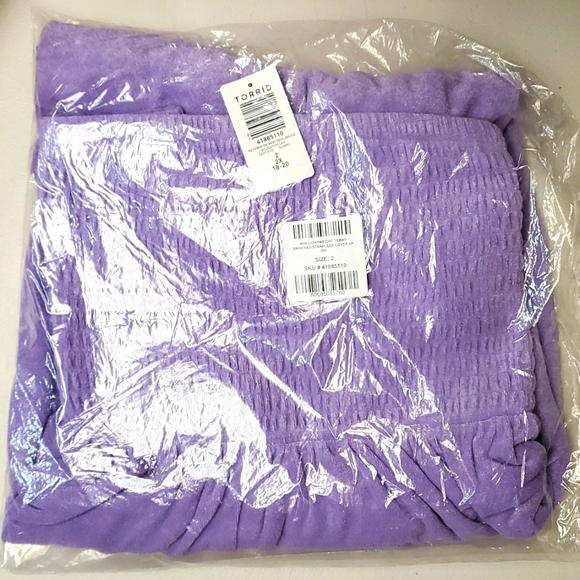 ❤️NWT VINTAGE TORRID SWIM COVER STRAPLESS TERRY BEACH DRESS COVER-UP LILAC PLUS - Picture 10 of 16
